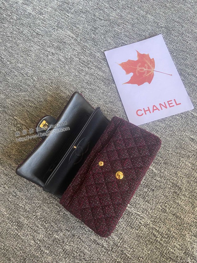 Chanel專櫃限量款Classic Flap Bag 01112布包 香奈兒CF單肩斜挎鏈條女包 djc4610